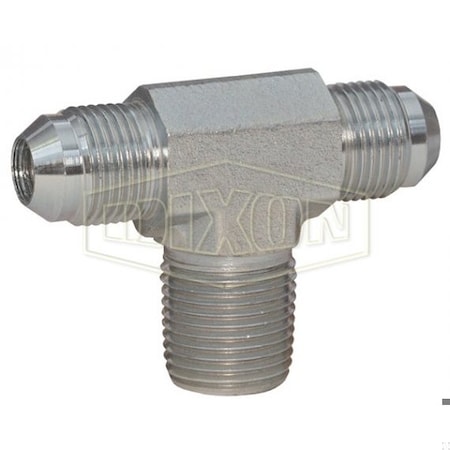 Dixon Branch Tee, 7/8-14 x 1/2-14 Nominal, 37Deg Male Flare x MNPT, Steel, Domestic 2601-10-10-8